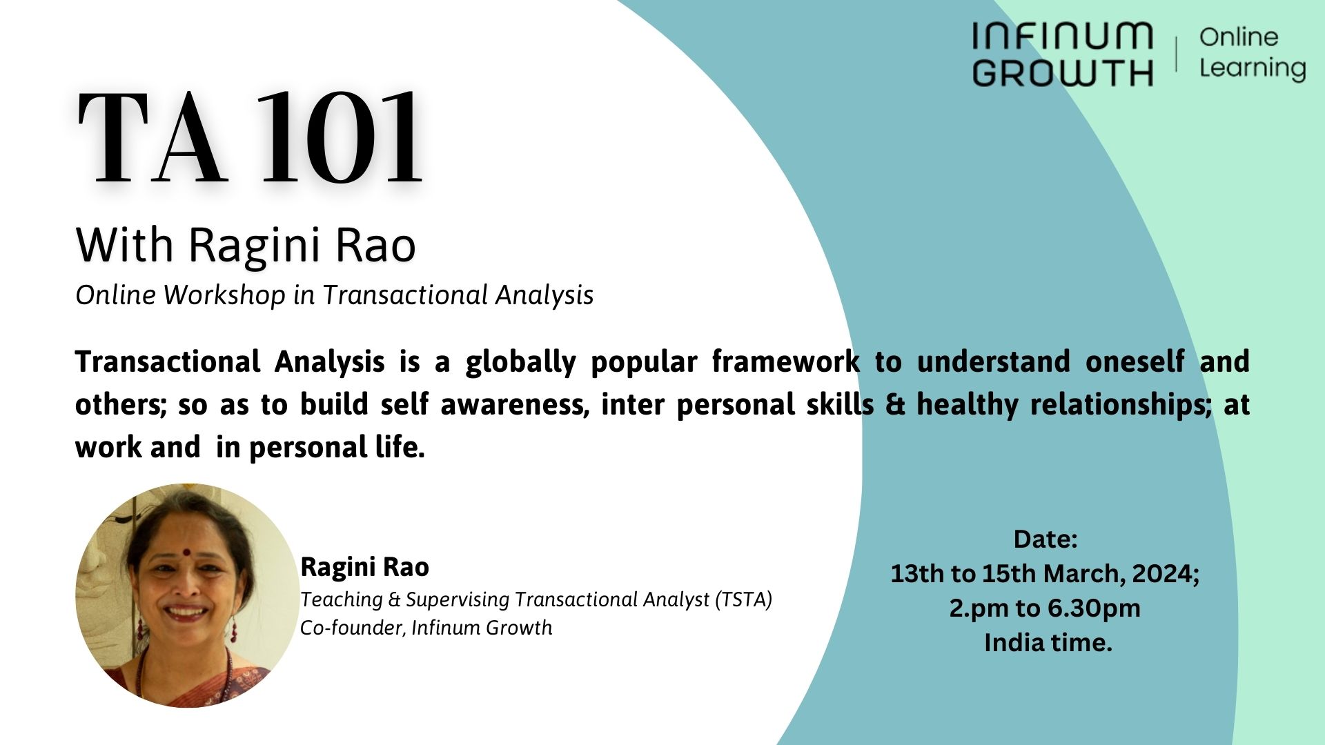 TA 101: Online Workshop in Transactional Analysis;13th-15th March,2024